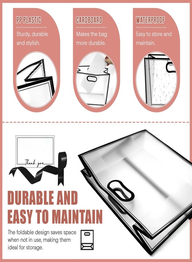 Philbinden 15Pack Clear Plastic Gift Bags with Handle,Reusable PP Gift Wrap Tote Bags with Ribbon Card for Wedding Bridal Birthday Party Baby Shower Goodies Graduation Shopping Business, 12x10x5Inch (black, large) - Image 4